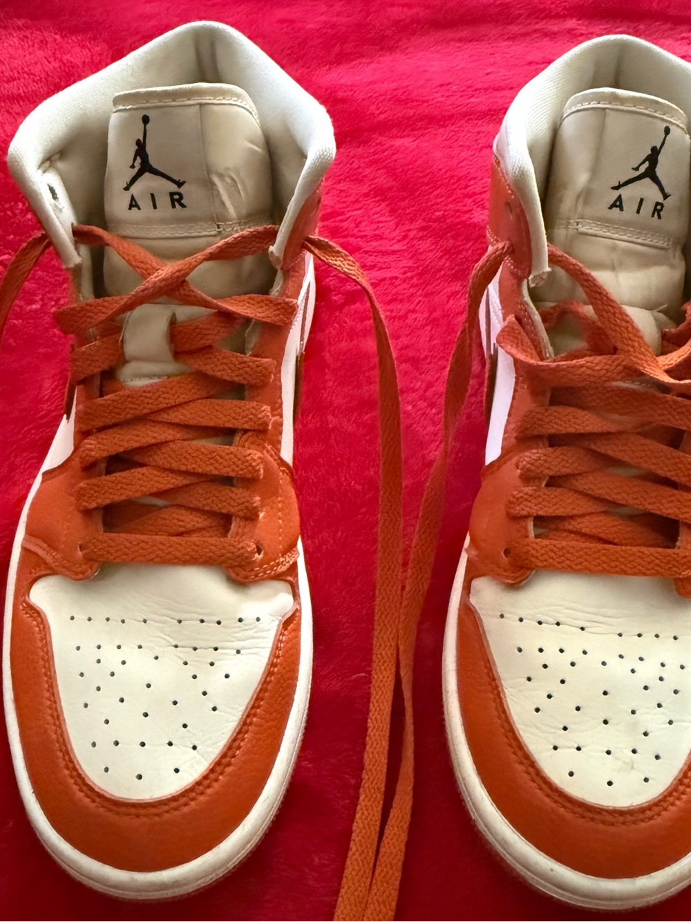 Nike Air Jordan 1 Mid SE Starfish Orange White Sneakers (DV1302-100) Size US 8Y